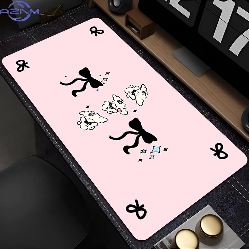 Mouse Pad Gaming Black Bowknot Mousepad Gamer Keyboard Pads Office Laptop Ins Style Dog Desk Mats NonSlip Rubber Home Table Mat