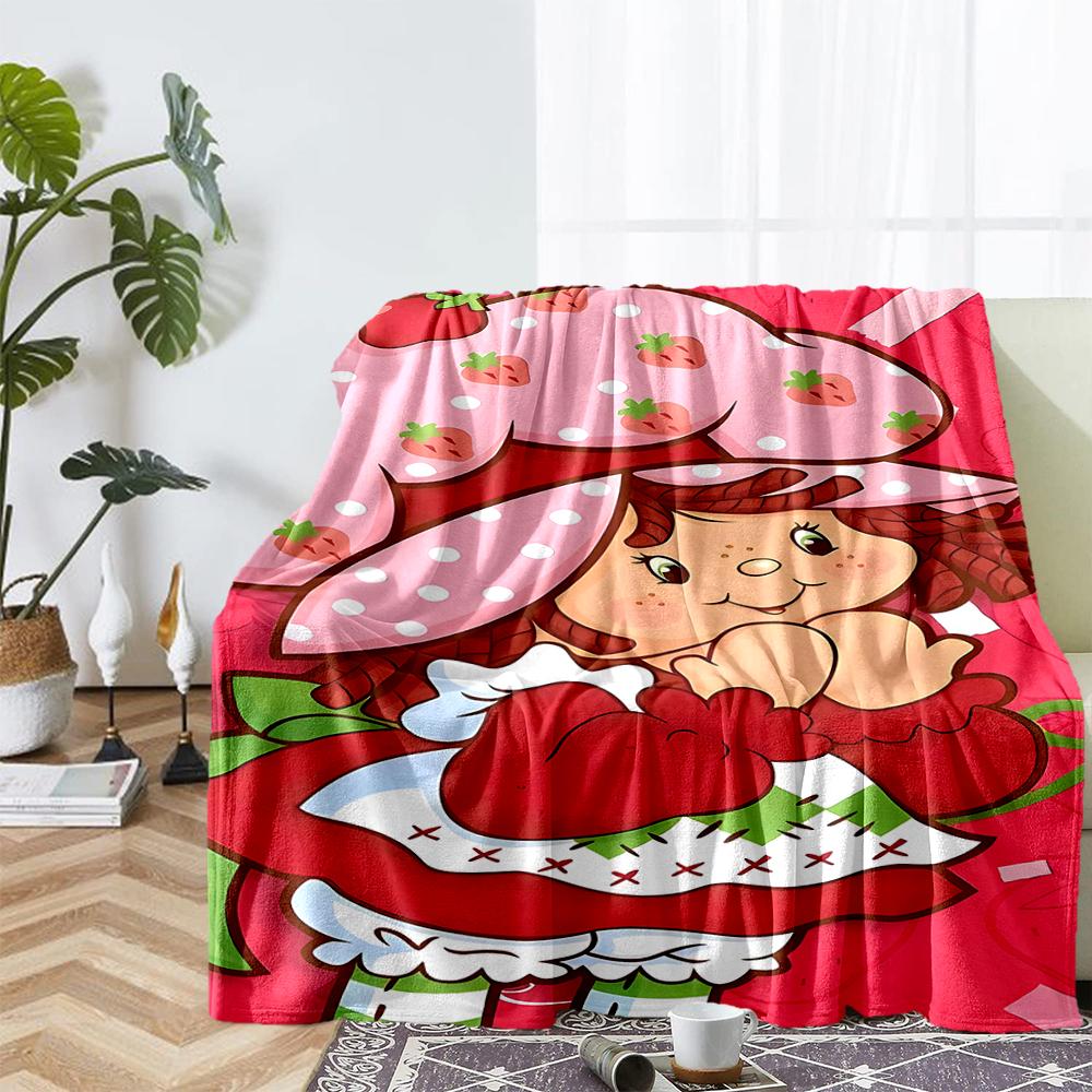 Strawberry Shortcake Theme Printed Blanket - Perfect for Couch, Bed, Travel & Outdoor Use | Machine Washable, Cozy & Durable.