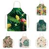 Linen Apron Home Kitchen Floral Print Adult Kids Cartoon Apron Ladies Kitchen Accessories Delantal Cocina