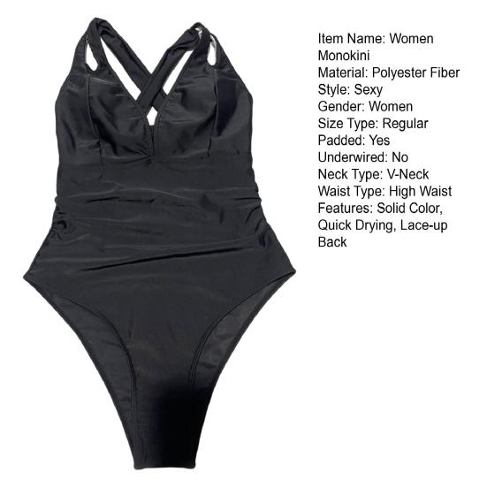 Женский монокини с V-образным вырезом, шнуровкой на спине, слитный купальник с регулируемыми бретелями, утягивающий дизайн, пляжная одежда