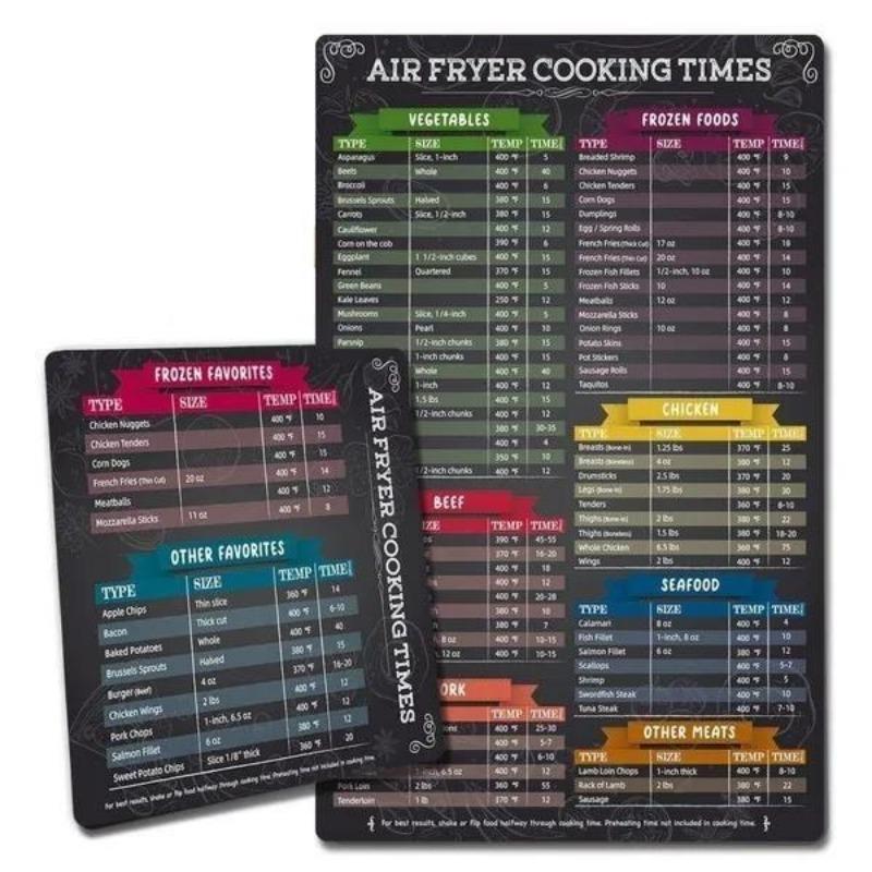 Air Fryer Magnetic Cheat Sheet Set Cook Times Chart Air Fryer Accessories Instant Pot Cheat Sheet Magnet Sheet Quick Reference