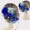 Used Hair ornament headdress blue blue long-sleeved kimono coming-of-age ceremony graduation ceremony wedding ceremony kimono preserved flower rose