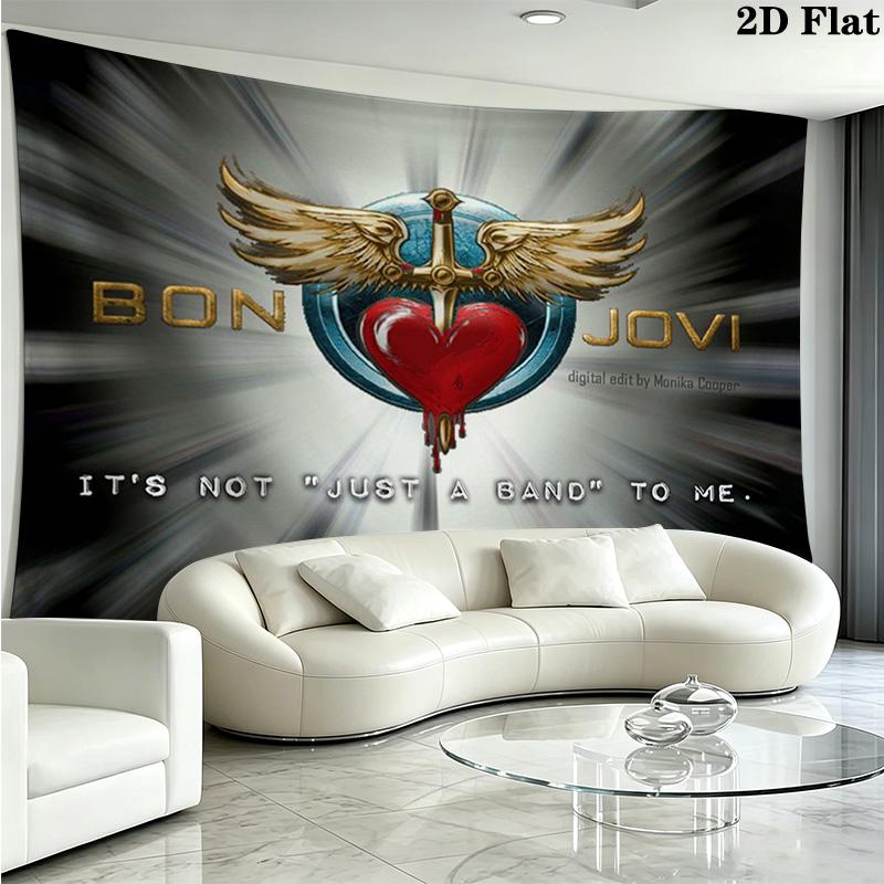 Bon Jovi Band Wall Tapestry Aesthetic Wall Hanging Printed Fabric Blanket Decorative Tapestries for Bedroom Living Room Home Decor