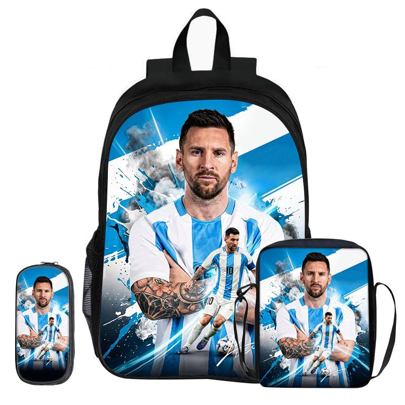 Футбольная звезда Рюкзак детский Mochila Спортивный Школьный портфель Набор из 3 шт. Рюкзак Наплечные сумки Пеналы M-Messi Портфель Детский Подарок