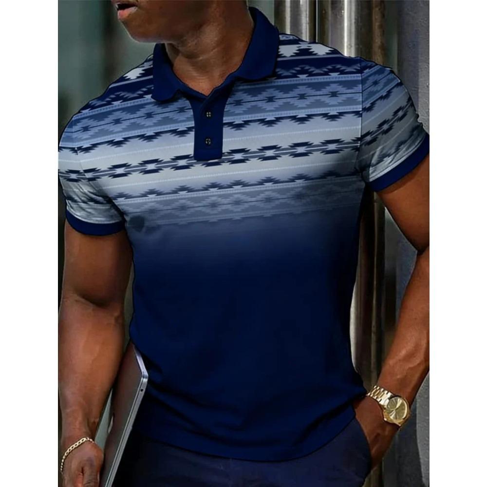 Мужская футболка-поло с коротким рукавом, винтажный этнический стиль, цифровой принт, модная летняя одежда в европейском и американском стиле