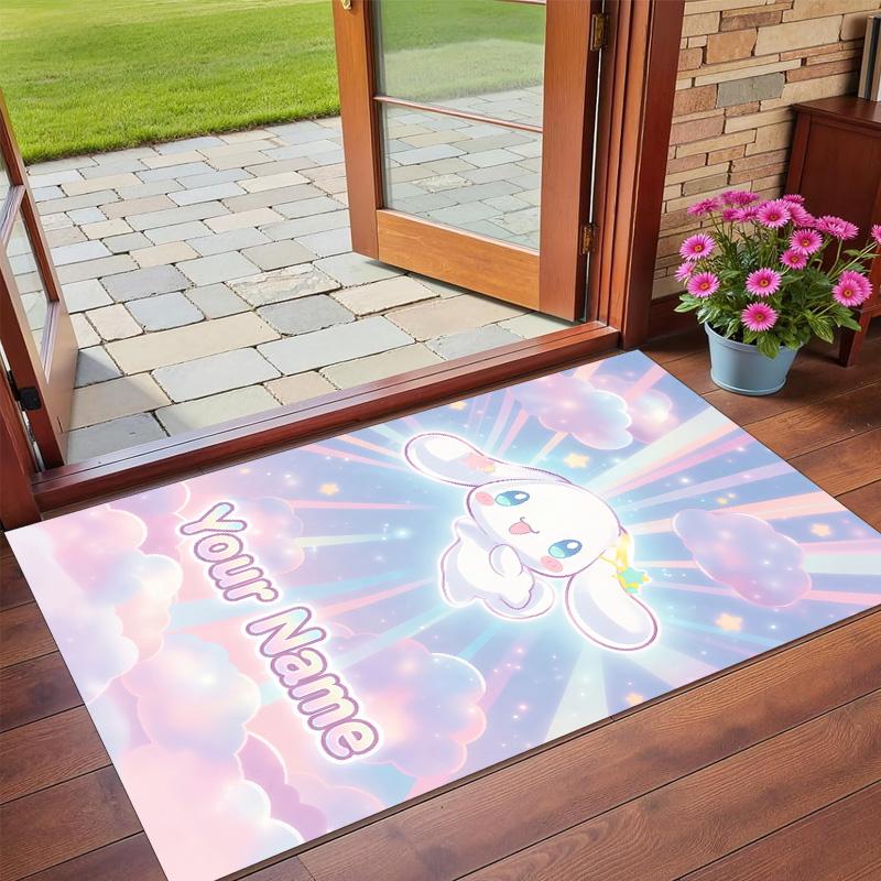 Crystal Velvet Rug Custom Name Text, Soft Non Slip Floor Mat Home DecorCinnamoroll