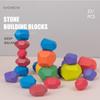 (orchis)Wooden Stone For Kids Building Block Creative Toy Stacking Game Rainbow Toy