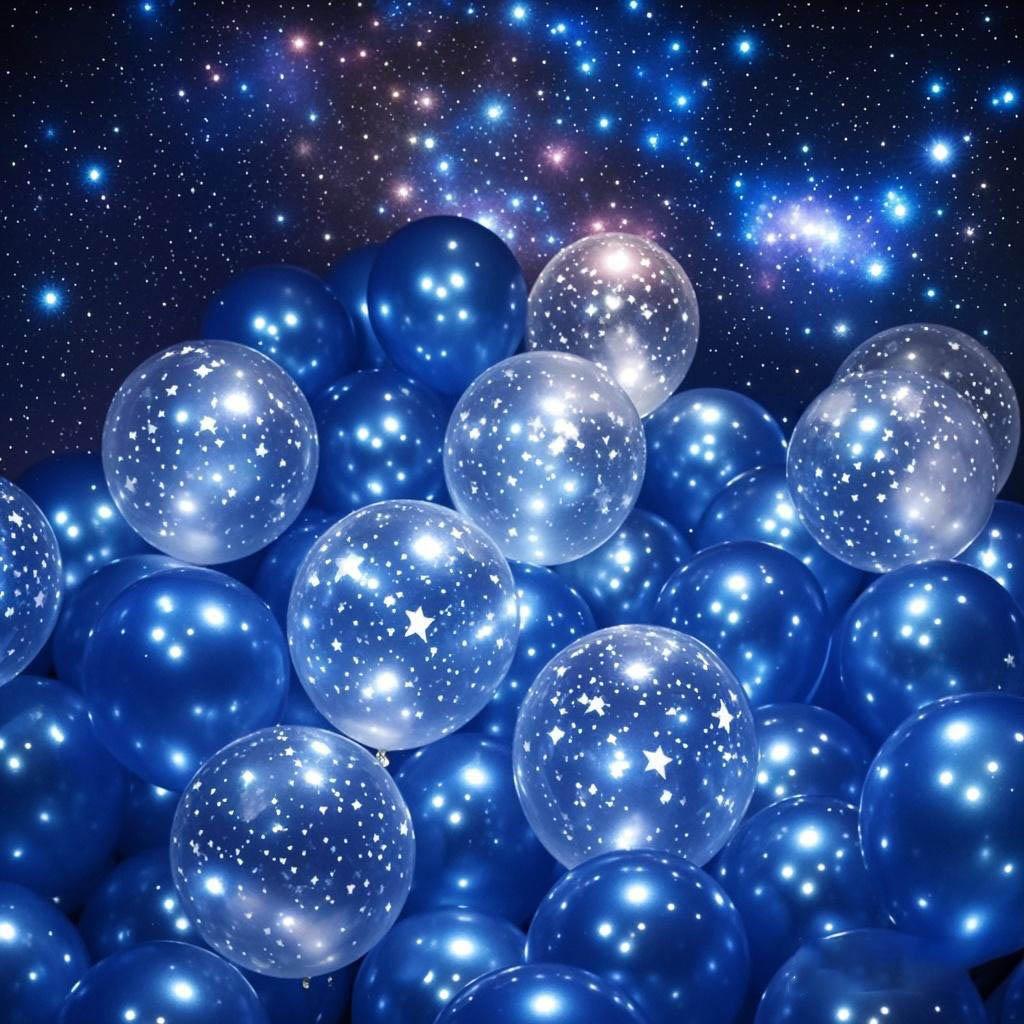 Metal Blue Thick Transparent Starry Sky Latex Helium Balloon Set for Birthdays Weddings Blue Theme Balloon Graduation Decoration 5