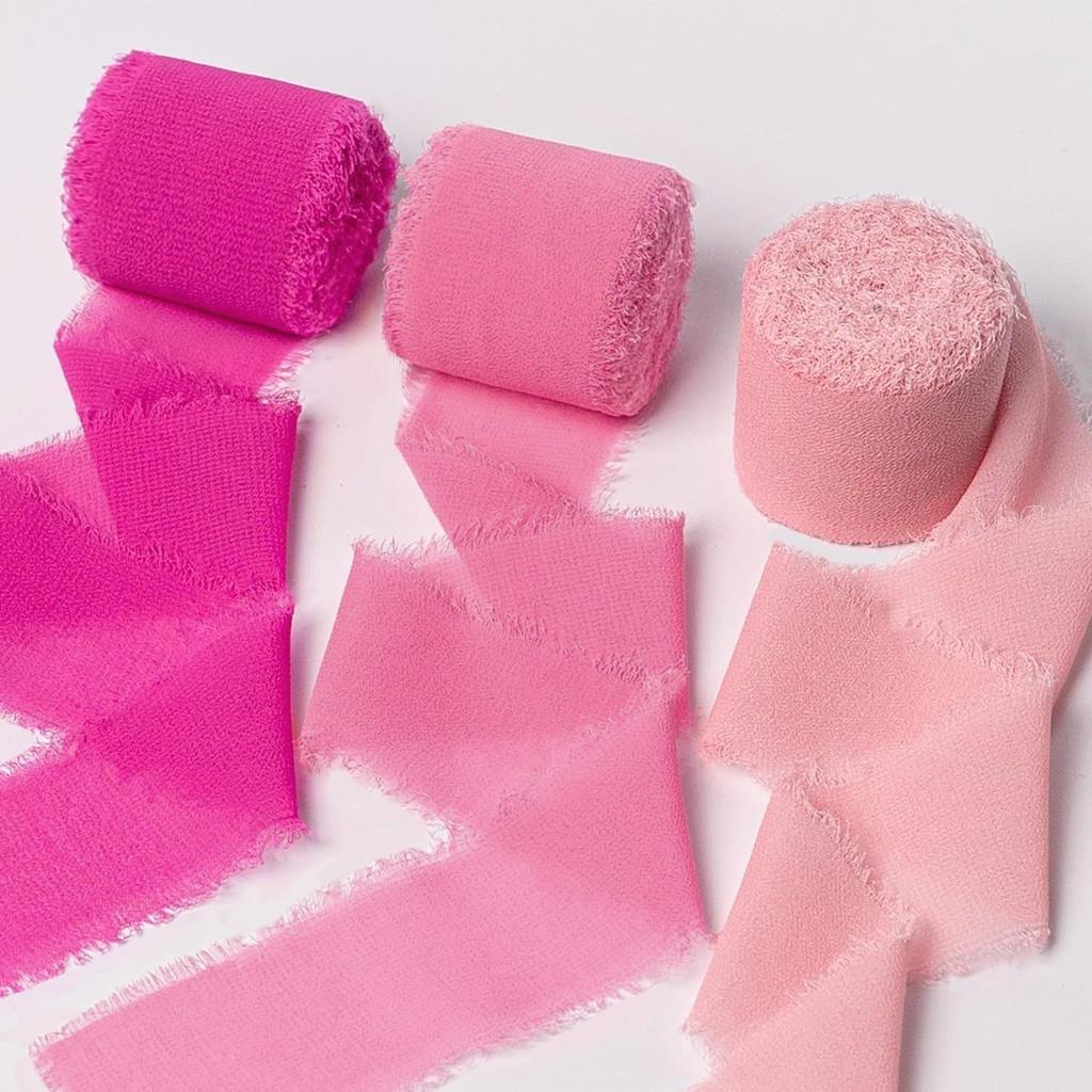 3 рулона 5-метровых разноцветных шифоновых лент для свадебных приглашений, свадебных букетов, подарочных коробок, украшений бантов