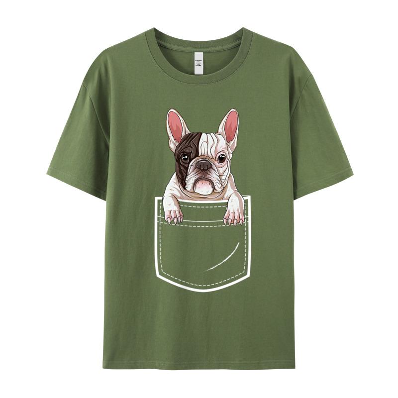 Premium Cotton Female Short Sleeve French Bulldog In Your Front T Shirts Graphic Tops Tees Cute Casual Round Collar Tops Shirts