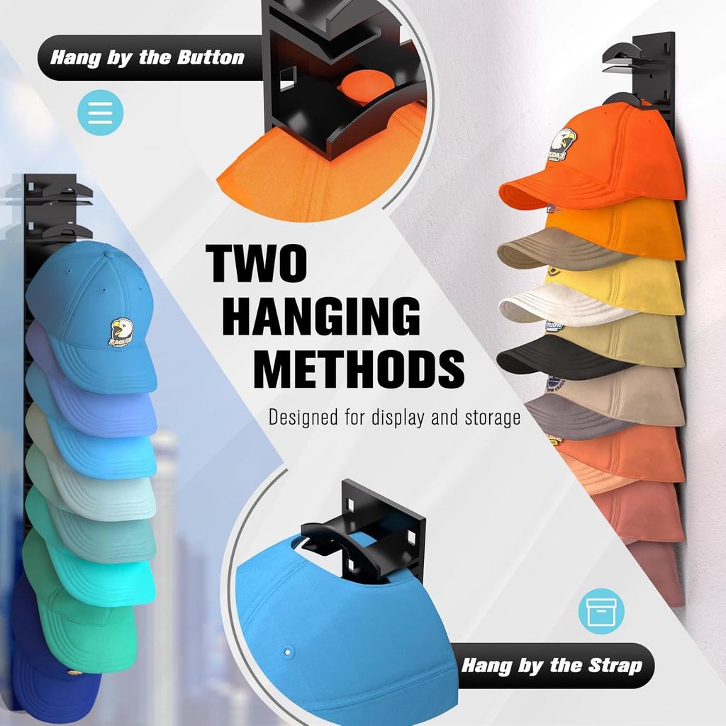 Органайзер для шляп для бейсболок, настенная вешалка для шляп с прочным клеем, держатель для шляп, дисплей для двери, шкафа, органайзер для кепок, хранение