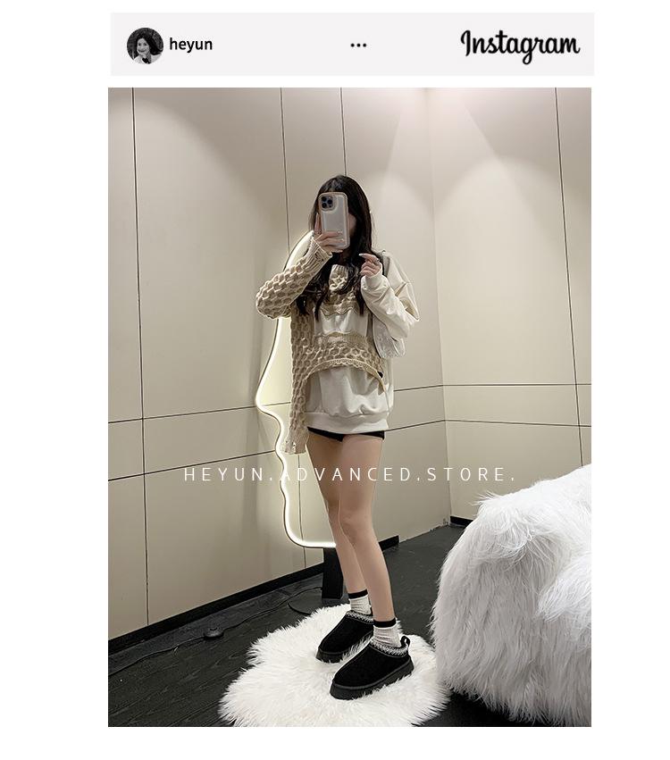 Женские зимние сапоги с меховой отделкой 2023 г.: Уличные тапочки на толстой подошве, осенне-зимние, полузакрытые, с бархатной подкладкой