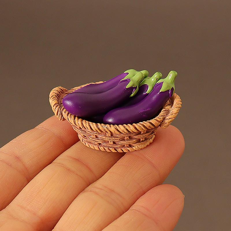 1/12 Dollhouse Simulation Vegetable Basket Set Dollhouse Vegetables Decoration Dolls House Miniature Kitchen Play Toys