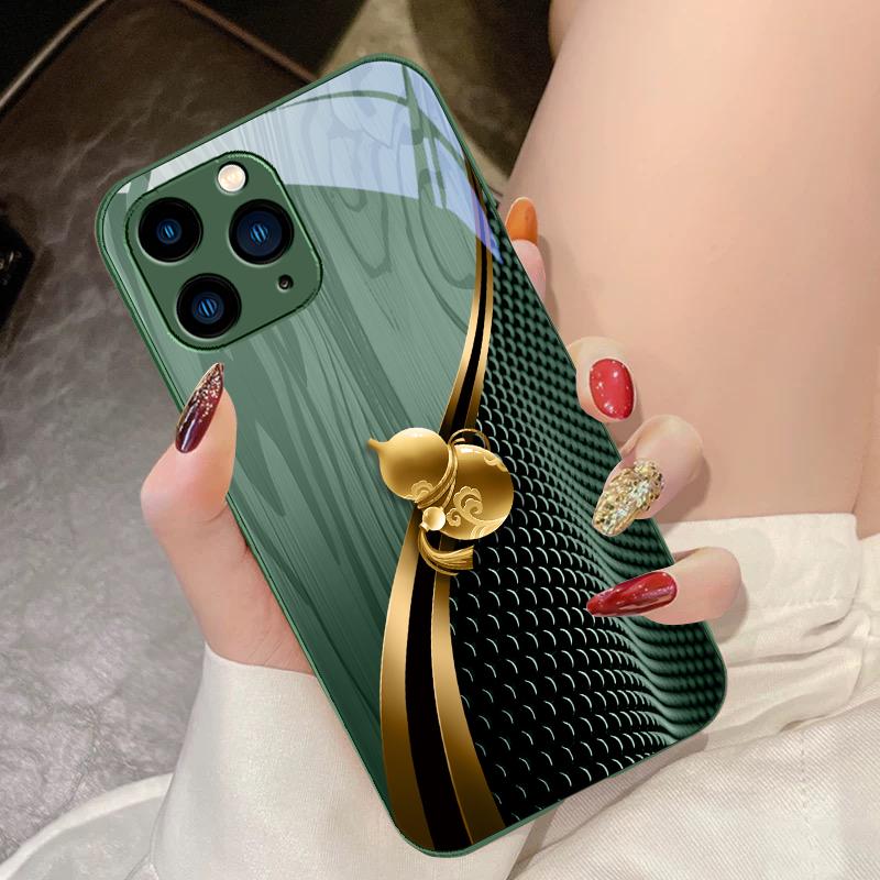 Золотая Тыква с Текстурой Дерева Для IPhone 15 Pro 14 13 12 Mini 11 XS Max XR 7 8 Plus SE 2020 2022 Закаленное Стекло Чехол для Телефона