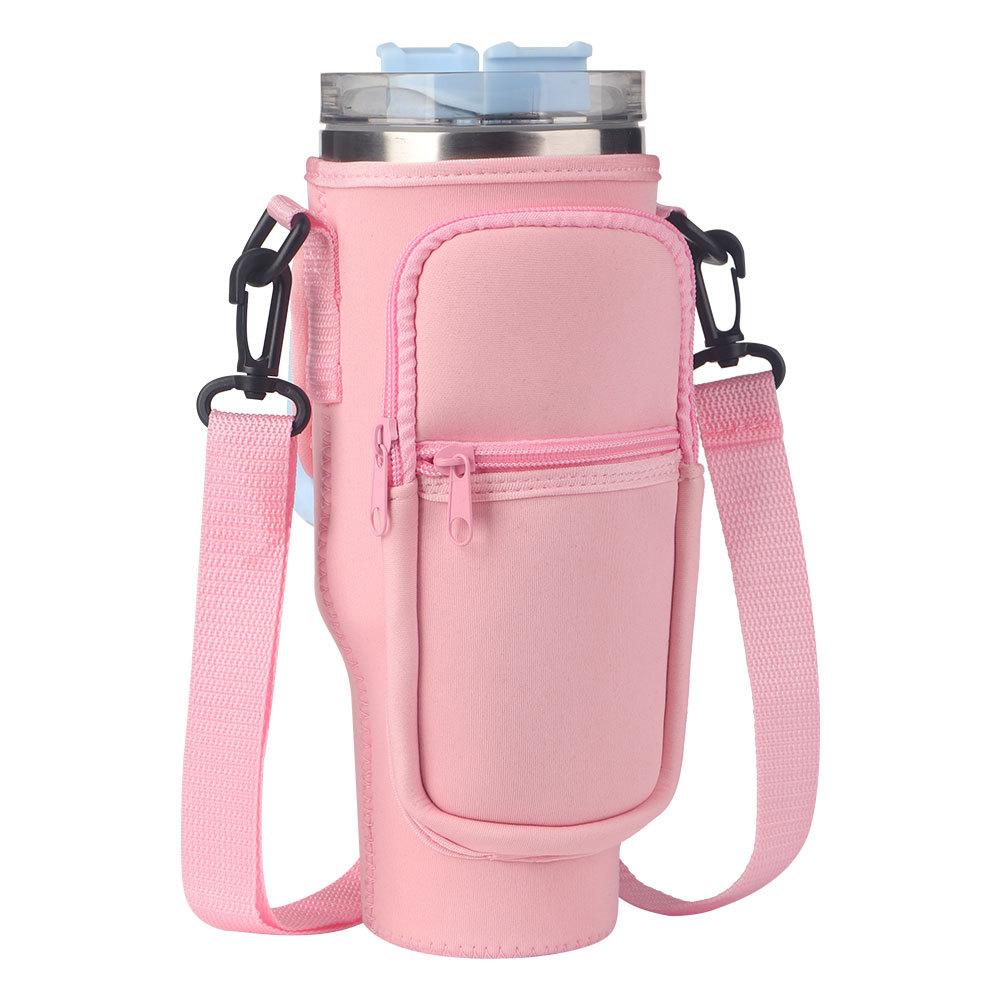 Water Bottle Carrying Case with Phone Pocket - Adjustable Shoulder Strap for Outdoor Travel and Sports