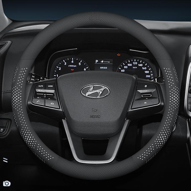 Кожаный чехол на руль автомобиля для Hyundai Tucson Kona i30 ioniq 5 6 Palisade Santafe Elantra Sonata Creta Nexo Аксессуары