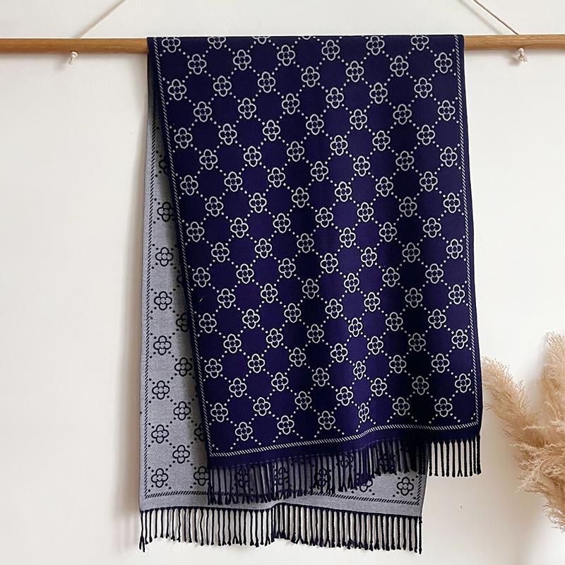 Модный зимний теплый кашемировый шарф для женщин, дизайнерские шали и накидки, буфанды, толстое пашминовое одеяло, пончо, кисточка, эшарп