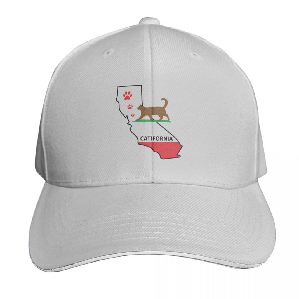 Калифорния Каifornia Карта штата Отпечаток лапы кошки Бейсболка Люксовый бренд Индивидуальная кепка Вечеринка Шляпа Шляпа для чая Женская Унисекс
