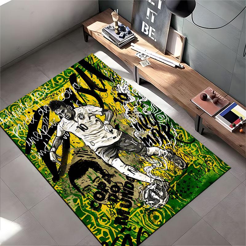 Soccer Player Graffiti Style suitable as a non-slip mat for the living room or bedroom sofa