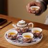 Suet Jade Kung Fu Tea Set Splendid Wanhua Ceramic Teapot Teacup Tea Tray The Whole Set of Household Meeting Tea Making Utensils