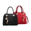 Women Tassel Leather Handbags Tote Top-handle Embroidery Shoulder Bag