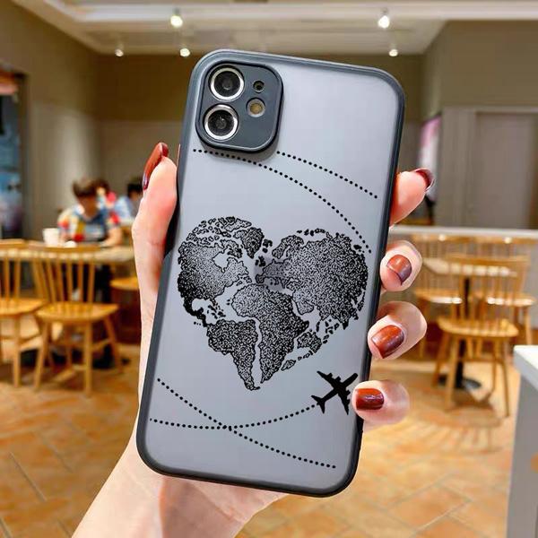 Чехол для телефона с защитой камеры для путешествий, карта мира, для iPhone 11 13 12 14 15 16 Pro Max Mini 7 8 Plus XS XR SE20, самолет, жесткая поликарбонатная крышка