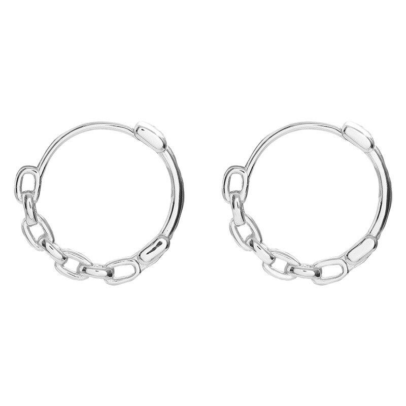 Серьги-кольца из стерлингового серебра 925 пробы с цепочкой для женщин и мужчин, серьги в стиле панк, геометрические украшения, подарки