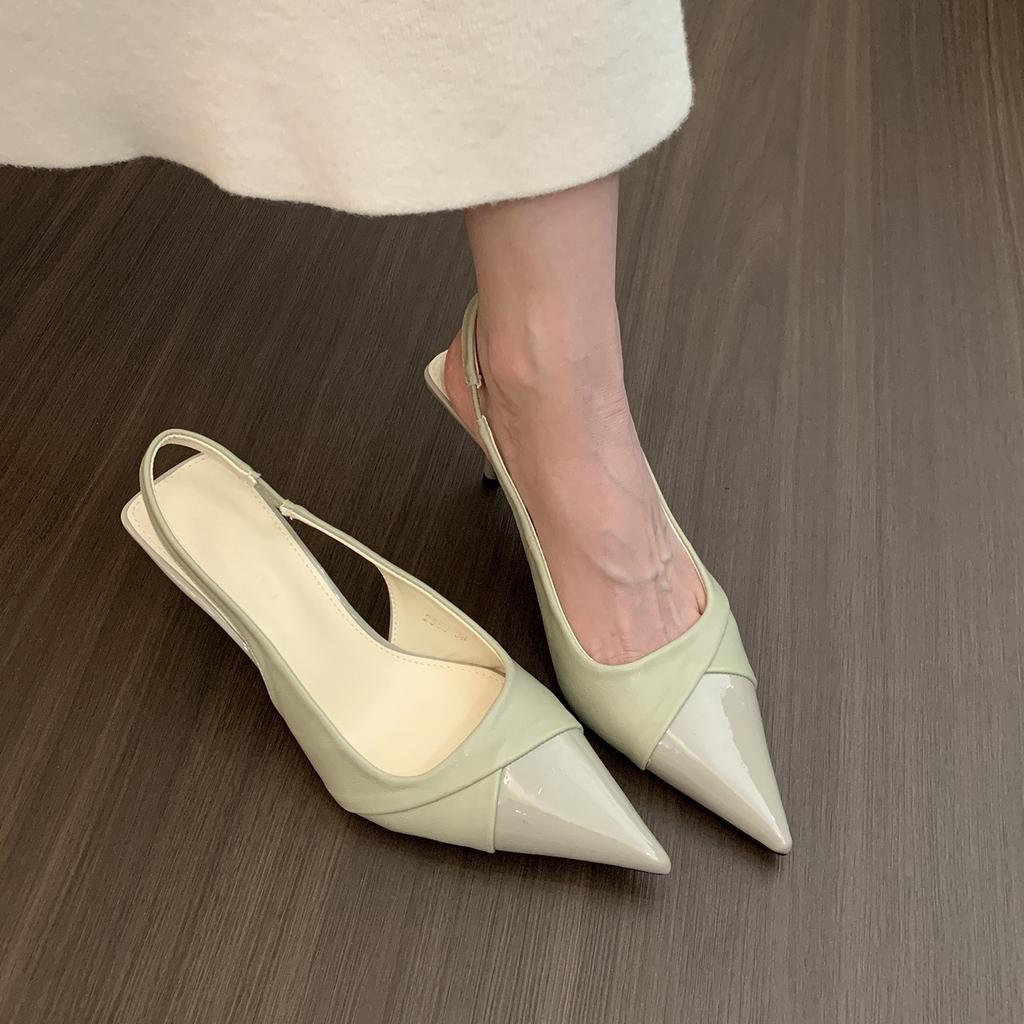 Черные остроносые туфли на высоком каблуке женские весенние новые темпераментные элегантные туфли-лодочки на тонком каблуке, открытые босоножки, одинарные туфли