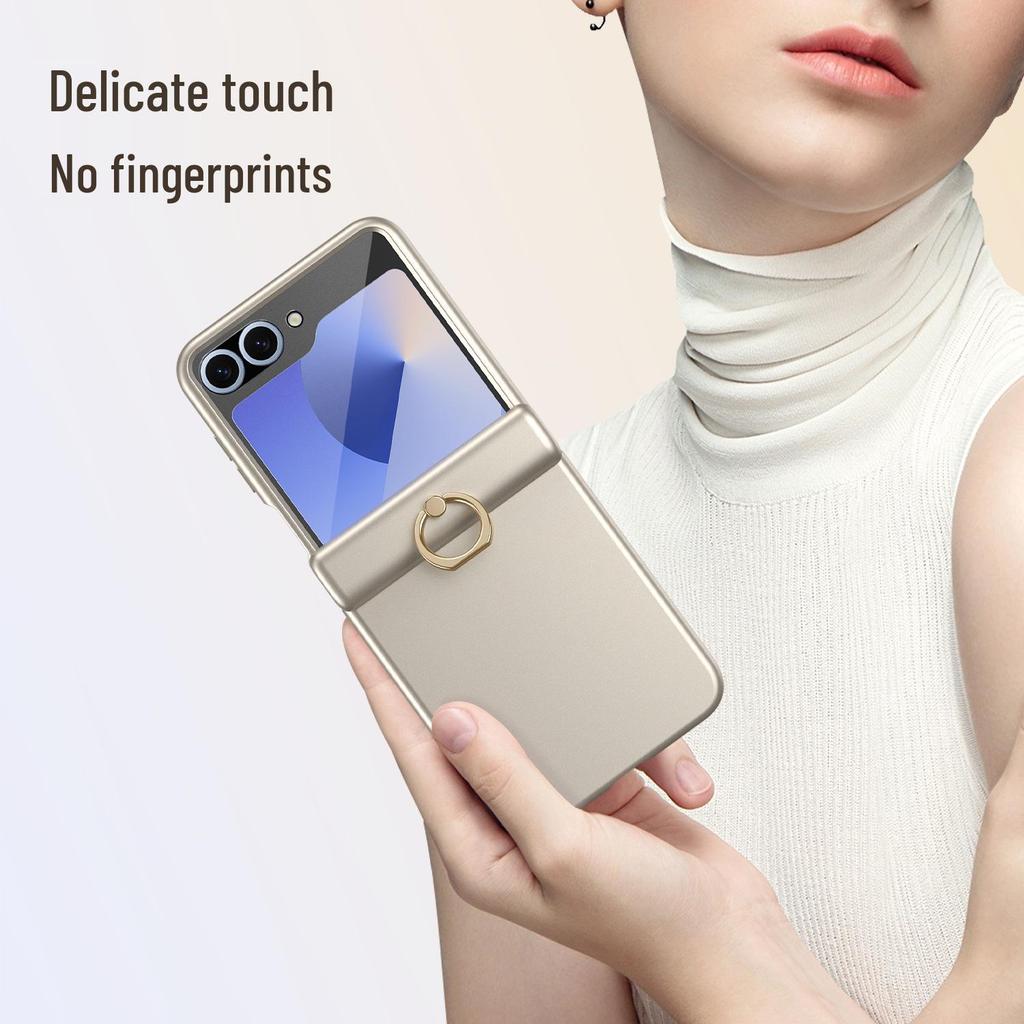 Всесторонний защитный чехол для шарнира Samsung ZFlip6/5 с держателем-кольцом и пленкой