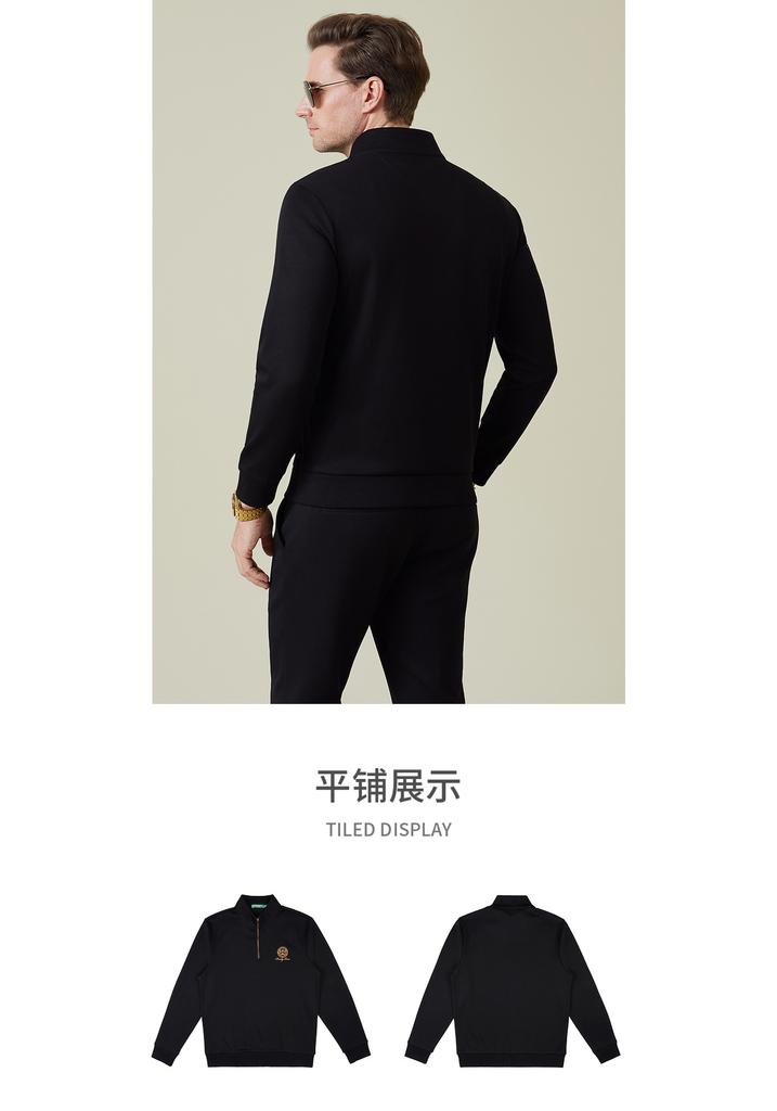 Jiarong 2025 Autumn Men's Heavy Industry Embroidered Half breasted Hoodie