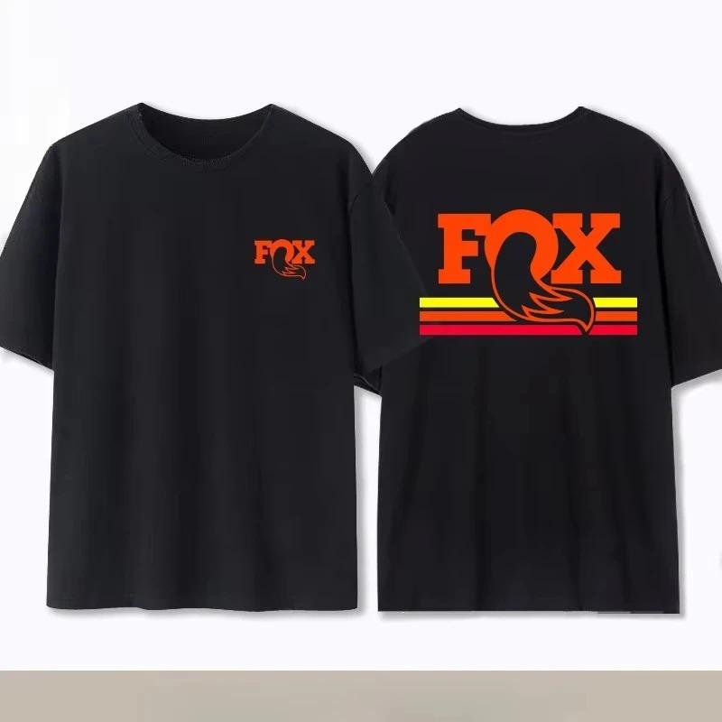 Летняя хлопковая commemorative футболка Fox Racing для кросс-кантри и горного велосипеда, оверсайз, высокое качество, модный топ с коротким рукавом и круглым вырезом для мужчин и женщин