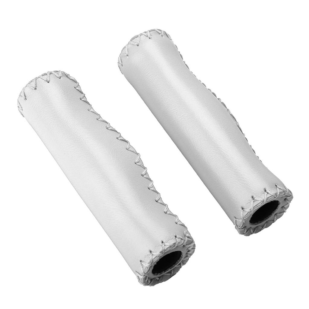 1 пара сшитых вручную ручек для руля велосипеда из полиуретана с заглушкой(белый)