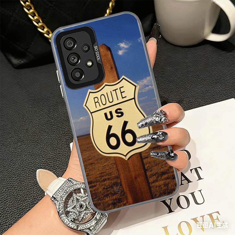 America Route 66 Soft Phone Case for Samsung A17 A16 A15 A14 A13 A57 A56 A55 A54 A53 A37 A36 A35 A34 A33 A26 A25 A24 A23 A52