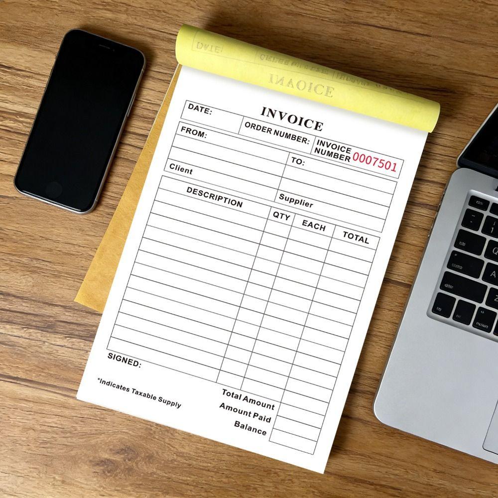 Signature Line Duplicate Invoice Book Tear-Off Commercial Invoice Pad Business