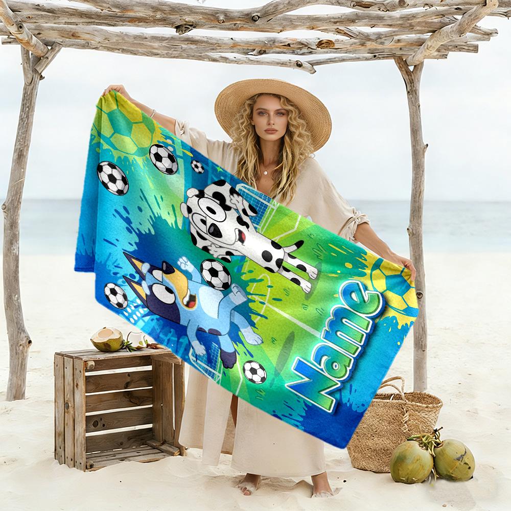 Football Fun Friends Customizable Name Beach Towel Super Soft & Absorbent Perfect for Traveling Yoga Camping and Swimming