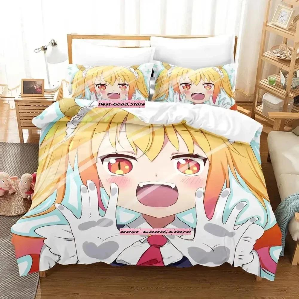 Новый комплект постельного белья Miss Kobayashi's Dragon Maid, комплект из трех предметов в стиле аниме для взрослых и детей, комплект пододеяльников, модный комплект постельного белья