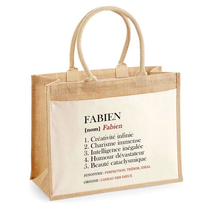 Sac de plage - PLANETEE - Jute avec poche Fabien Définition - Coton - 43x33 cm - Anses bandoulière