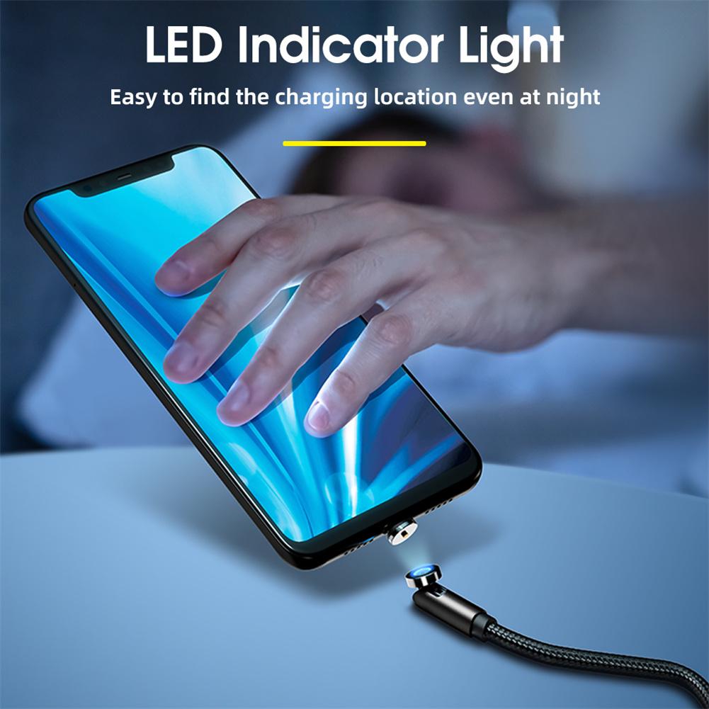 540-degree Rotate Magnetic Cable Led Indicator Light Fast Charging Cable Compatible For Ios / Android Micro / Type-c