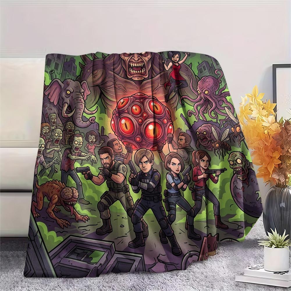 Resident Evil Print Flannel Blanket, Ultra Soft High Quality All Seasons Warm Throw, Home Decor Cozy Blanket, Perfect Christmas Gift