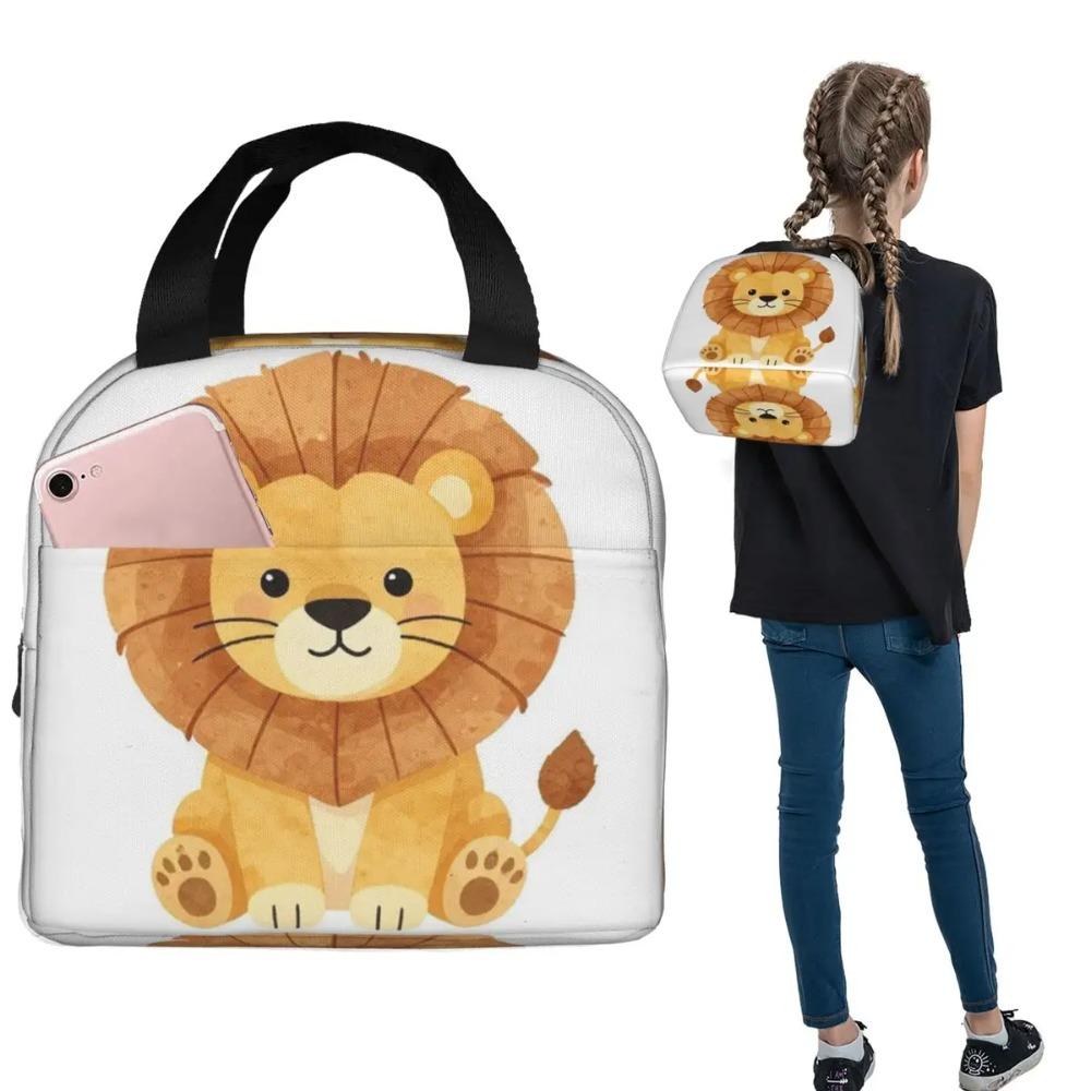 Cute Lion Cartoon Insulated Lunch Bag for Women Kids Portable Food Boxes Thermal Lunch Box Tote