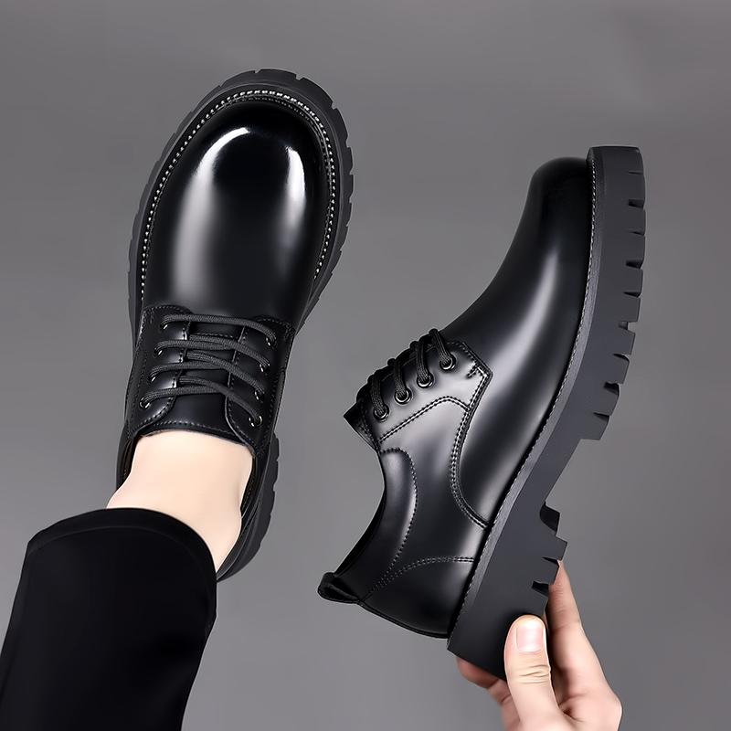 Shoes Men Lace Up Oxfords Fashion Casual Leather Men Dress Business Shoes British Breathable Groom Platform Wedding Shoes Men