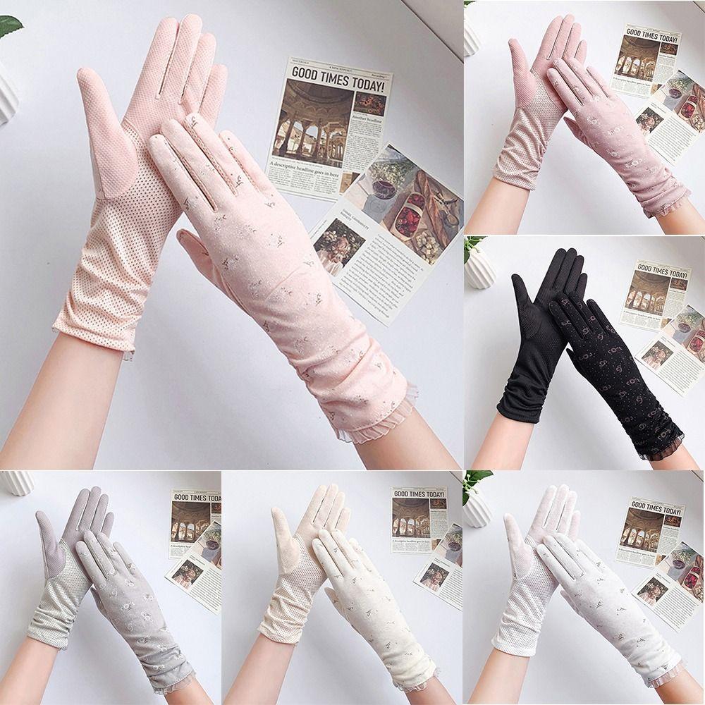 Хлопковые перчатки средней длины для сенсорного экрана Солнцезащитные перчатки для верховой езды Перчатки для вождения Женские перчатки