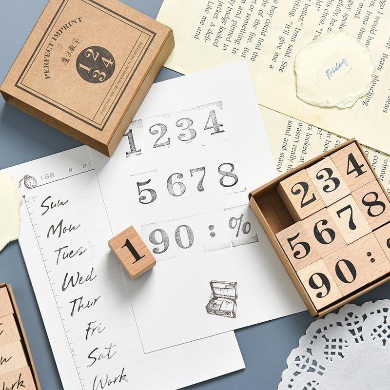 DIY Week Month Wooden Log Rubber Stamp Set