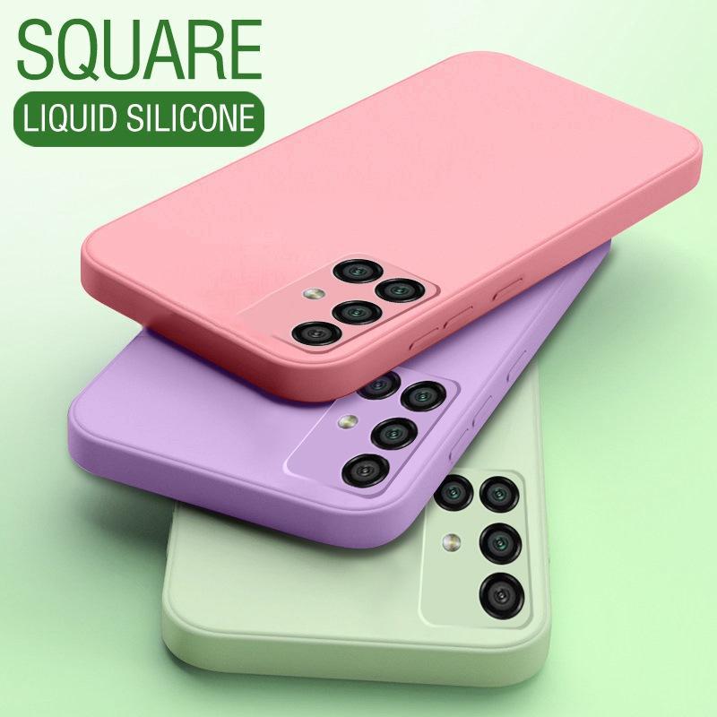 Luxury Liquid Soft Silicone Matte Square Case For Samsung Galaxy A14 A24 A34 A54 A12 A32 A52 A72 5G S23 Plus S22 S21 FE Ultra Protection Phone Cover