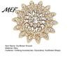 Hollow Sunflower Badge Sparkling Rhinestone Brooch, Golden Plated Floral Lapel Brooch Pin Pin, Dainty Clothing Jewelry Accessory for Women Girls