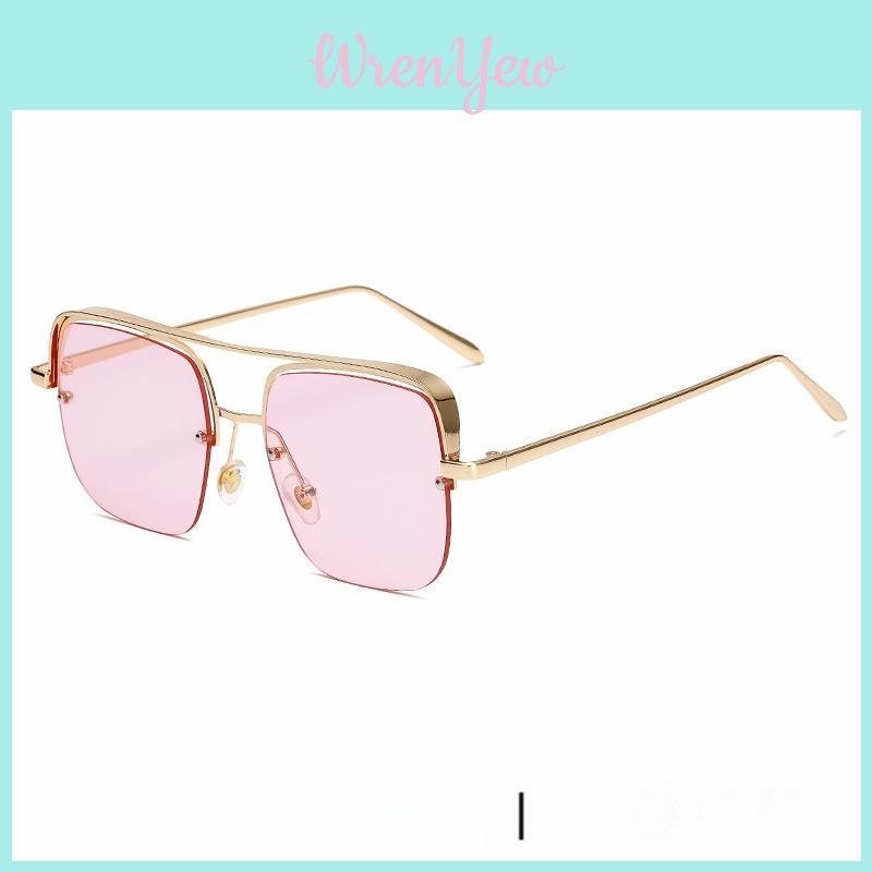 Half Frame Square Eyewear With Light Tinted Pc Lenses For Travel And Casual Outings