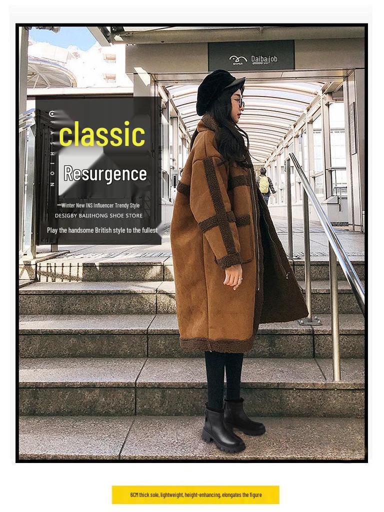 Women's Off-White Thickened Velvet Snow Boots