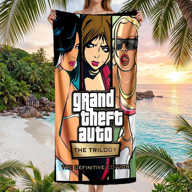 Пляжное полотенце GTA Fashion: Идеально для летних приключений Мягкое, впитывающее и быстросохнущее, подходит для плавания и купания