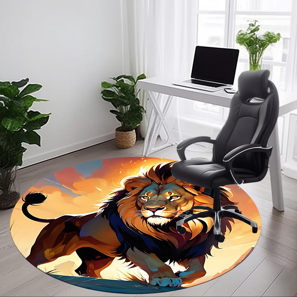 1pc Lion, Wildlife Chair Carpet for Office Non-Slip, Machine Washable Rug for Office - Holiday DecorMachine Made yy251029080