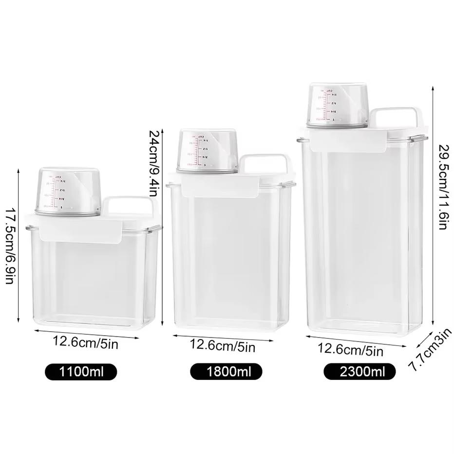 Дозатор моющего средства, многоразовый дозатор моющего средства для стирки, пустой контейнер для порошка, контейнер для хранения кондиционера и отбеливателя со шкалой